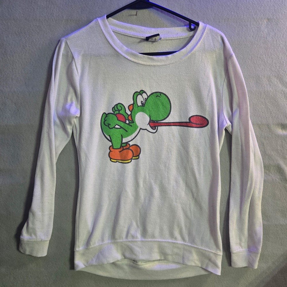 Nintendo Super Mario Yoshi White‎ Graphic Sweatshirt Fifth Sun Tunic Small